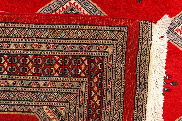 Red Pakistani Jaldar Rug 4' 2" x 5' 9" Hand-Knotted | No. QA53422