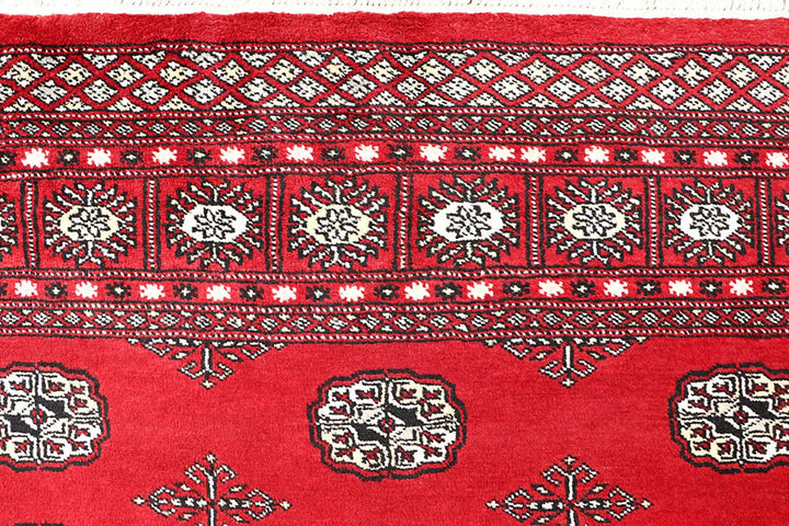 Red Pakistani Bokhara Rug 5' 9" x 8' 2" Hand-Knotted | No. QA53424