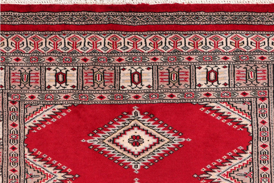 Dark Red Pakistani Jaldar Rug 3' 2" x 4' 11" Hand-Knotted | No. QA53576