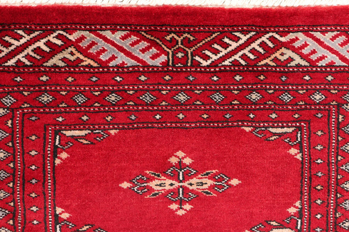 Red Pakistani Butterfly Rug 2' x 6'2" Hand-Knotted | No. QA53637