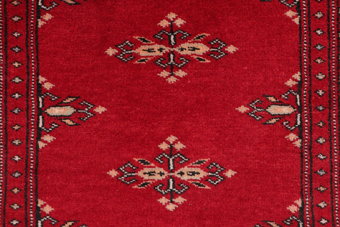 Red Pakistani Butterfly Rug 2' x 6'2" Hand-Knotted | No. QA53637