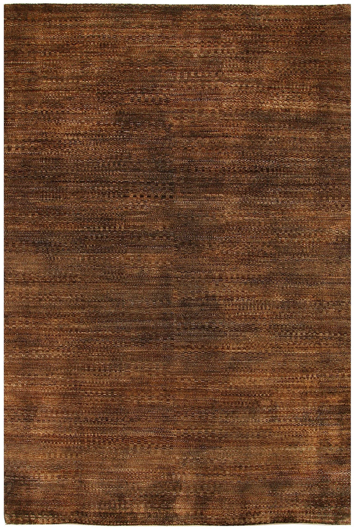 Saddle Brown Pakistani Gabbeh Rug 4' 5" x 6' 6" Hand-Knotted | No. QA53695