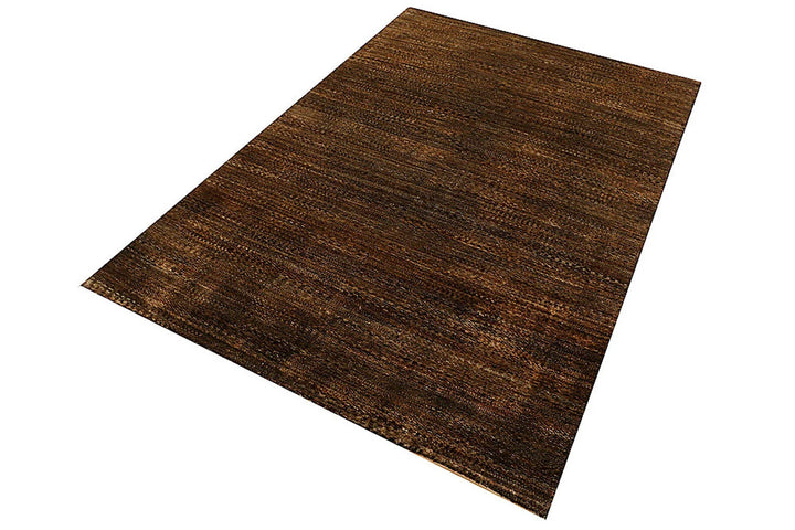 Saddle Brown Pakistani Gabbeh Rug 4' 5" x 6' 6" Hand-Knotted | No. QA53695