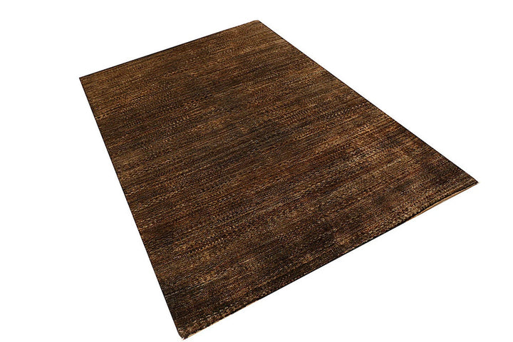 Saddle Brown Pakistani Gabbeh Rug 4' 5" x 6' 6" Hand-Knotted | No. QA53695