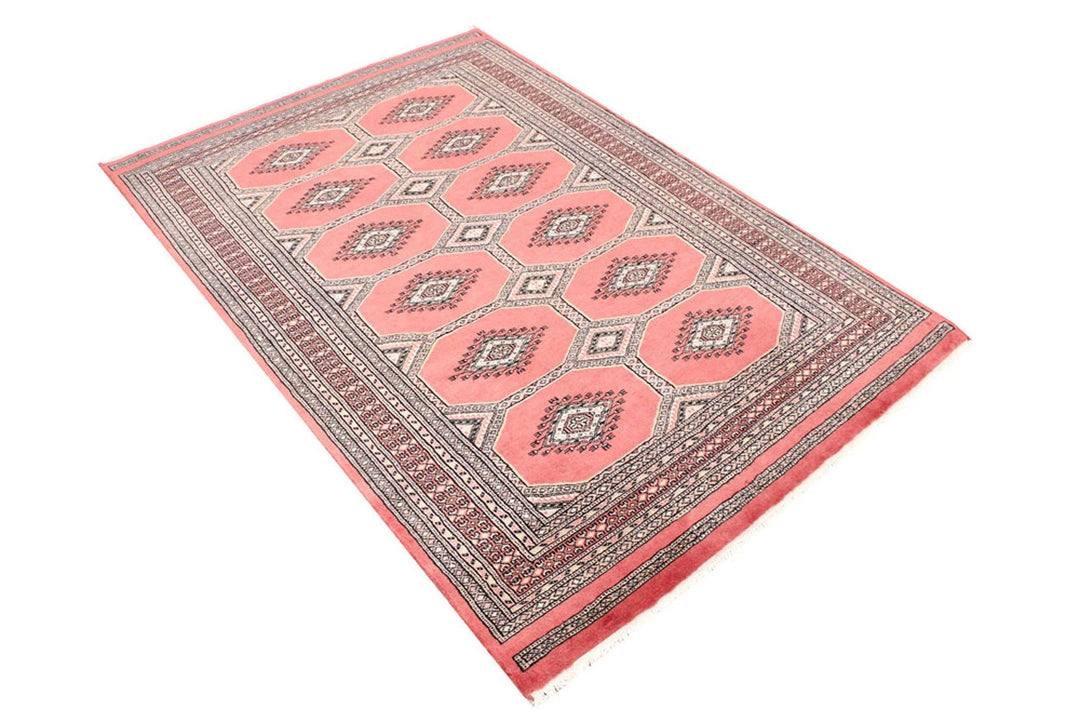 Red Pakistani Jaldar Rug 4' 1" x 6' Hand-Knotted | No. QA53703