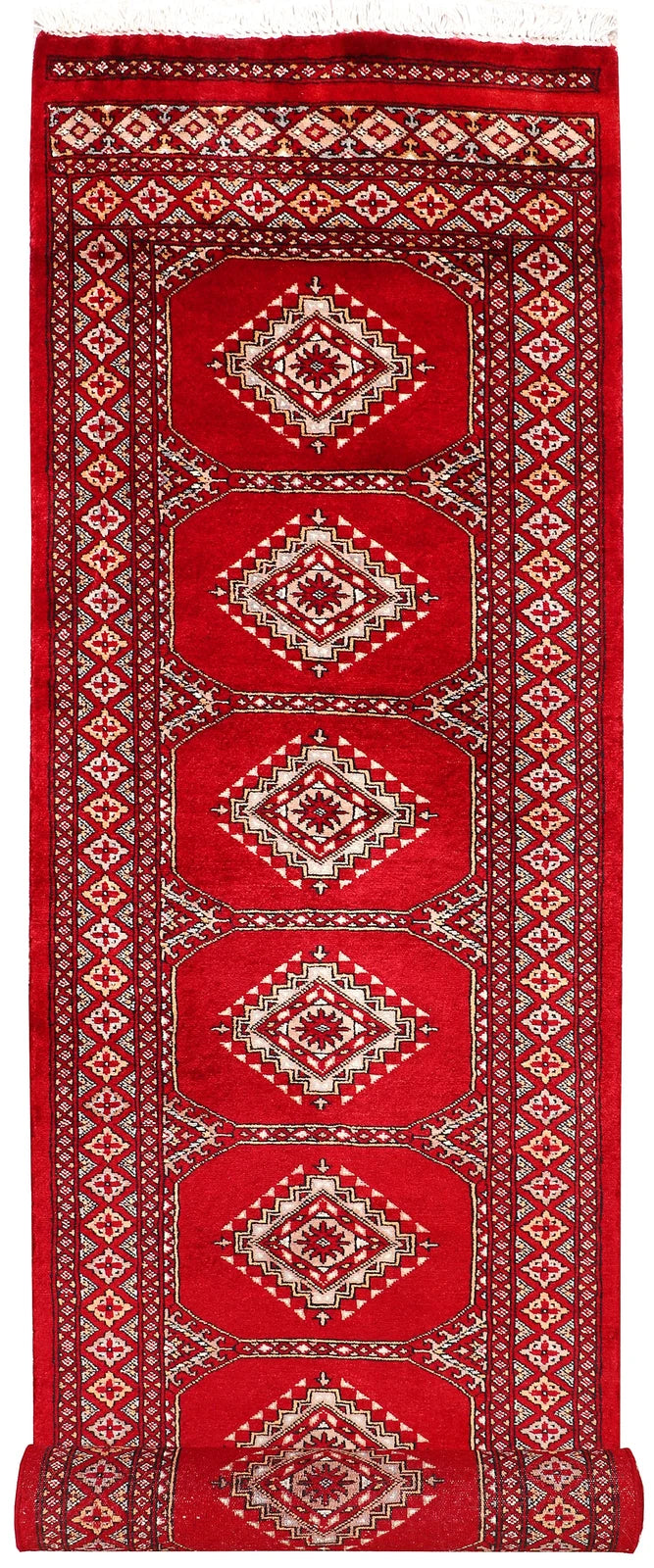 Red Pakistani Jaldar Rug 2' 6" x 9' 7" Hand-Knotted | No. QA53723
