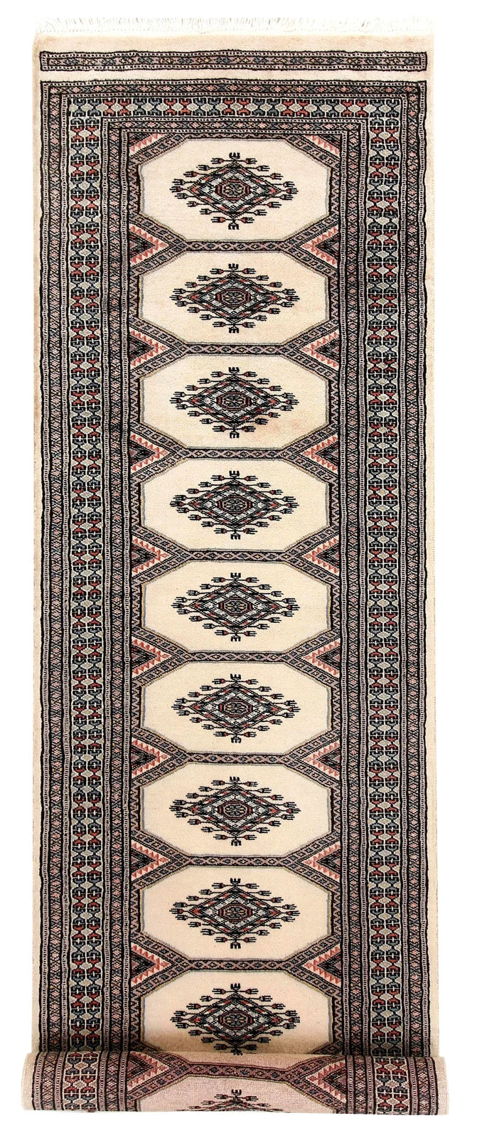 Brown Pakistani Jaldar Runner Rug 2' 4" x 9' 1" Hand-Knotted | No. QA53818