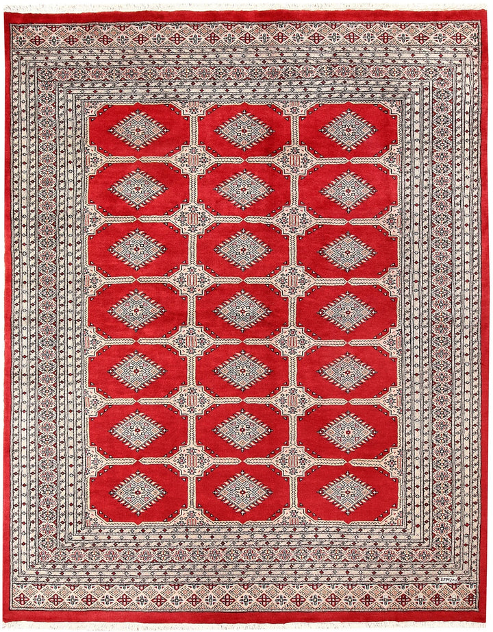 Firebrick Pakistani Jaldar Rug 6' 8" x 8' 5" Hand-Knotted | No. QA53879