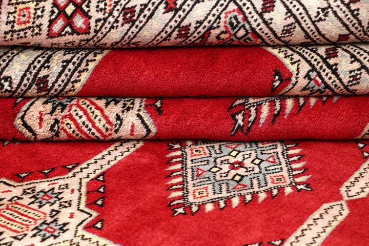 Firebrick Pakistani Jaldar Rug 6' 8" x 8' 5" Hand-Knotted | No. QA53879