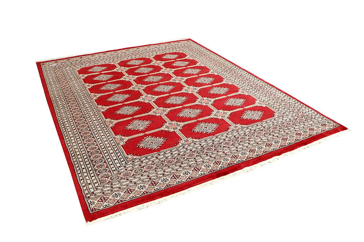 Firebrick Pakistani Jaldar Rug 6' 8" x 8' 5" Hand-Knotted | No. QA53879