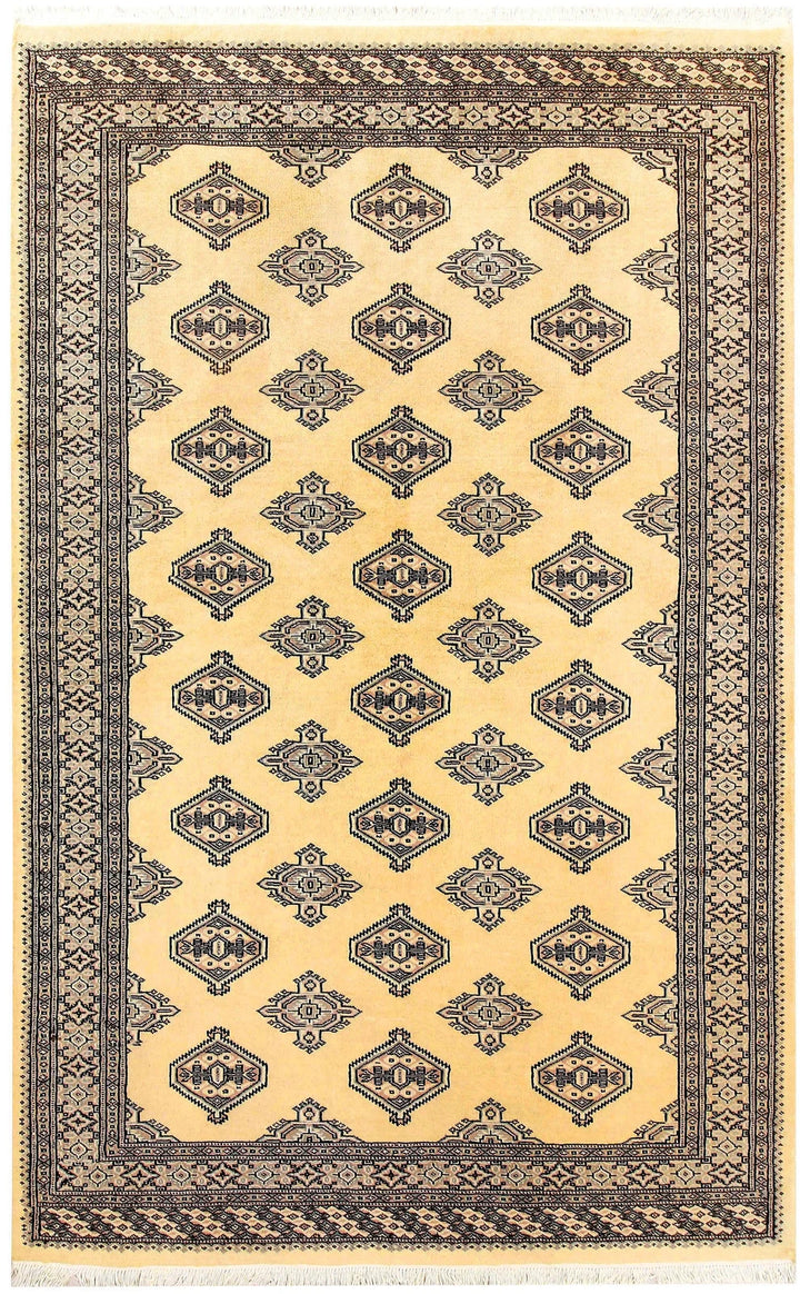 Yellow Pakistani Jaldar Rug 5' 1" x 8' 1" Hand-Knotted | No. QA53931