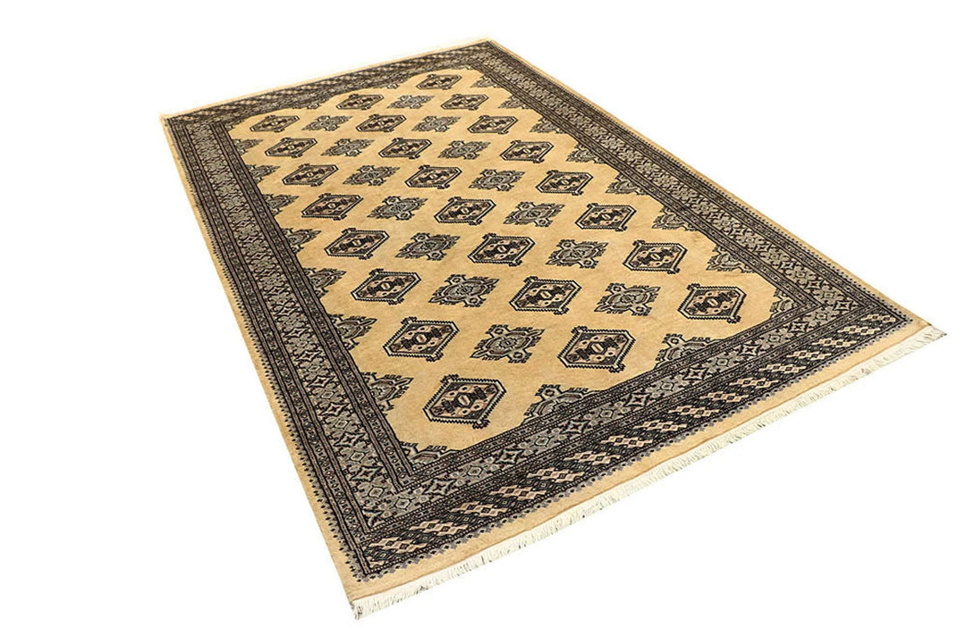 Yellow Pakistani Jaldar Rug 5' 1" x 8' 1" Hand-Knotted | No. QA53931