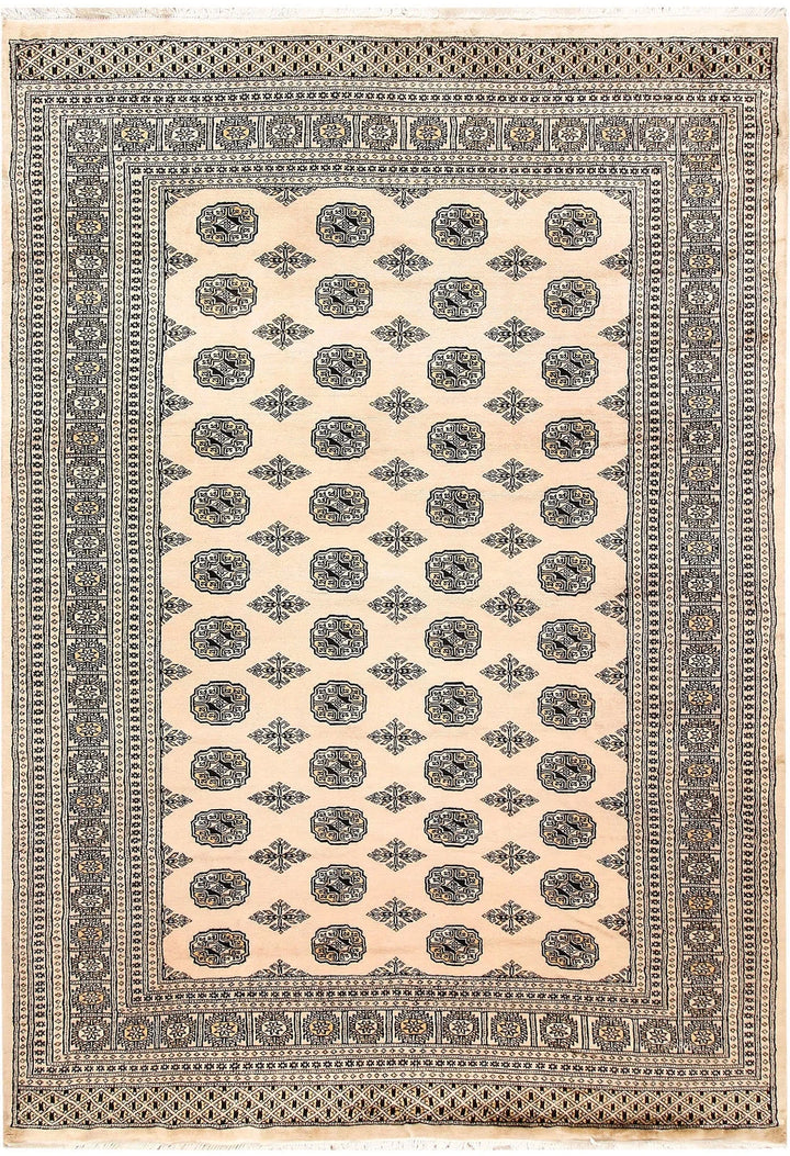 Bisque Pakistani Bokhara Rug 6' 5" x 8' 10" Hand-Knotted | No. QA54057