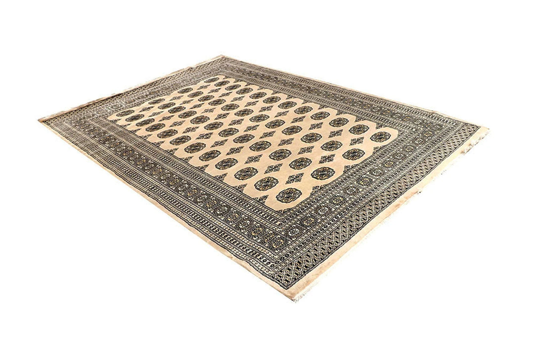 Bisque Pakistani Bokhara Rug 6' 5" x 8' 10" Hand-Knotted | No. QA54057