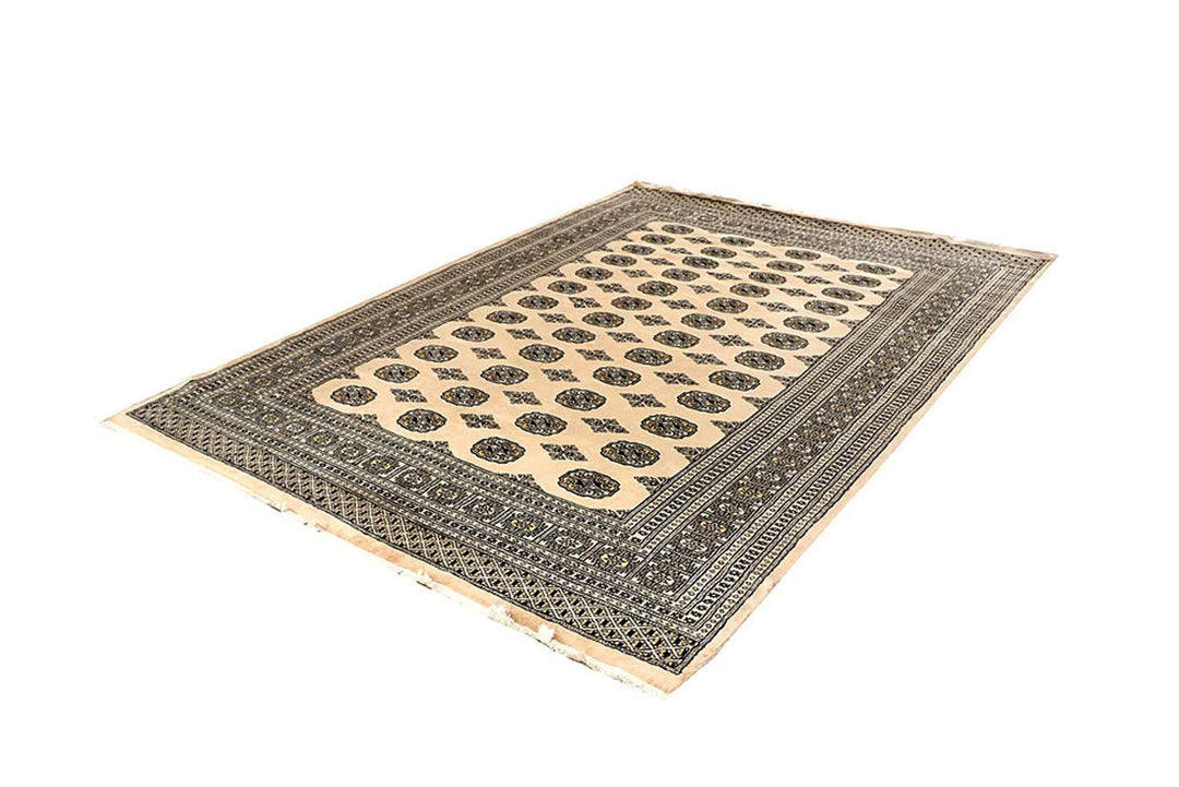 Bisque Pakistani Bokhara Rug 6' 5" x 8' 10" Hand-Knotted | No. QA54057