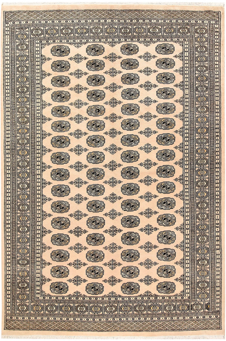 Brown Pakistani Bokhara Rug 6' x 9' Hand-Knotted | No. QA54059