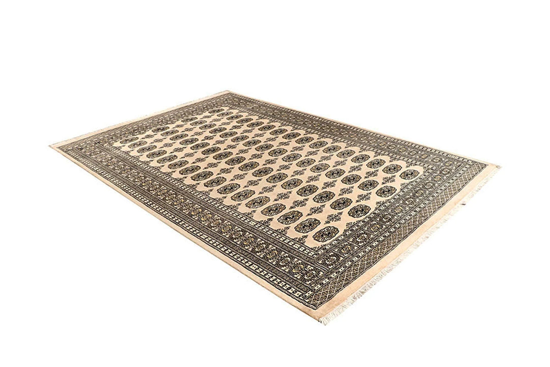 Brown Pakistani Bokhara Rug 6' x 9' Hand-Knotted | No. QA54059