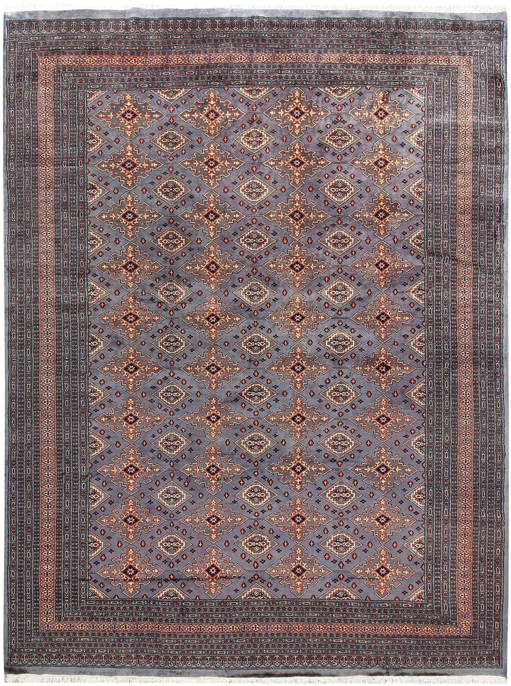 Dark Grey Pakistani Jaldar Rug 8' x 10' 10" Hand-Knotted | No. QA54078