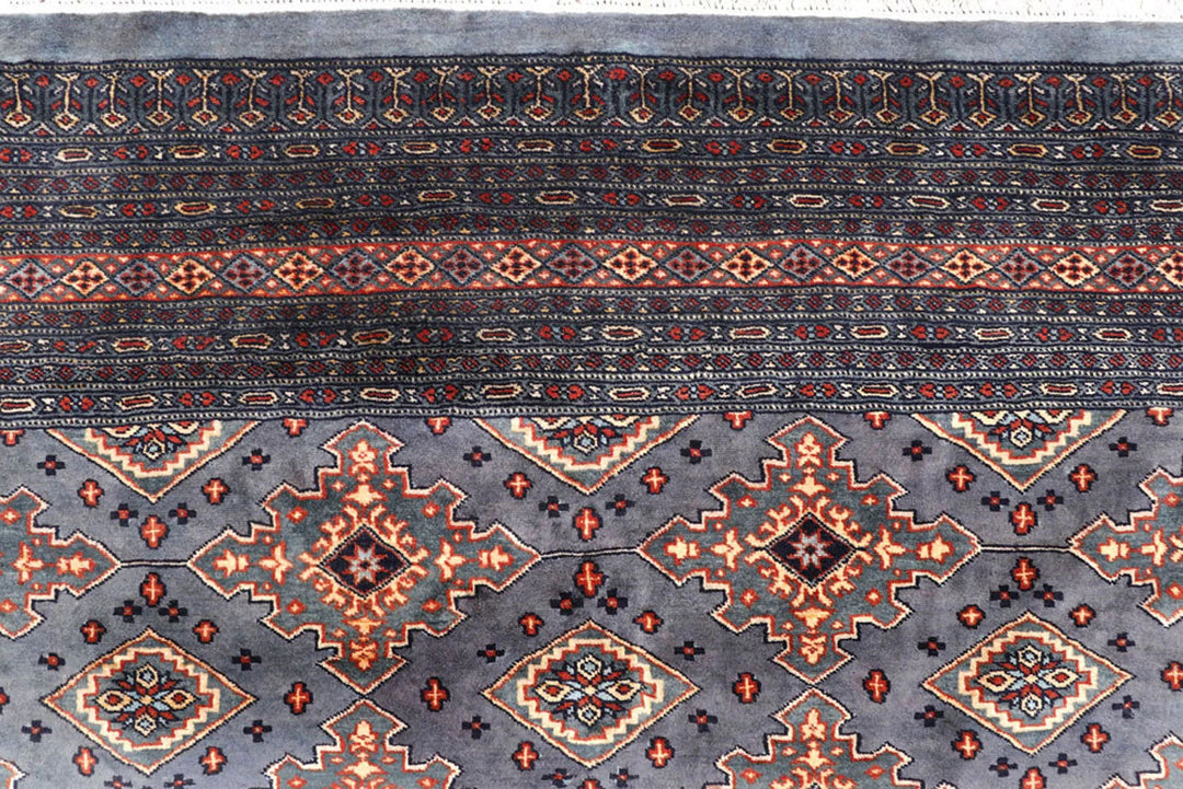 Dark Grey Pakistani Jaldar Rug 8' x 10' 10" Hand-Knotted | No. QA54078