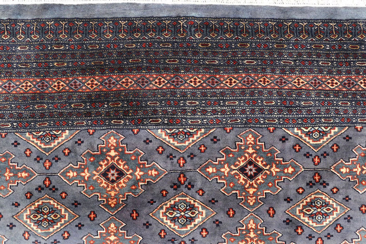 Dark Grey Pakistani Jaldar Rug 8' x 10' 10" Hand-Knotted | No. QA54078