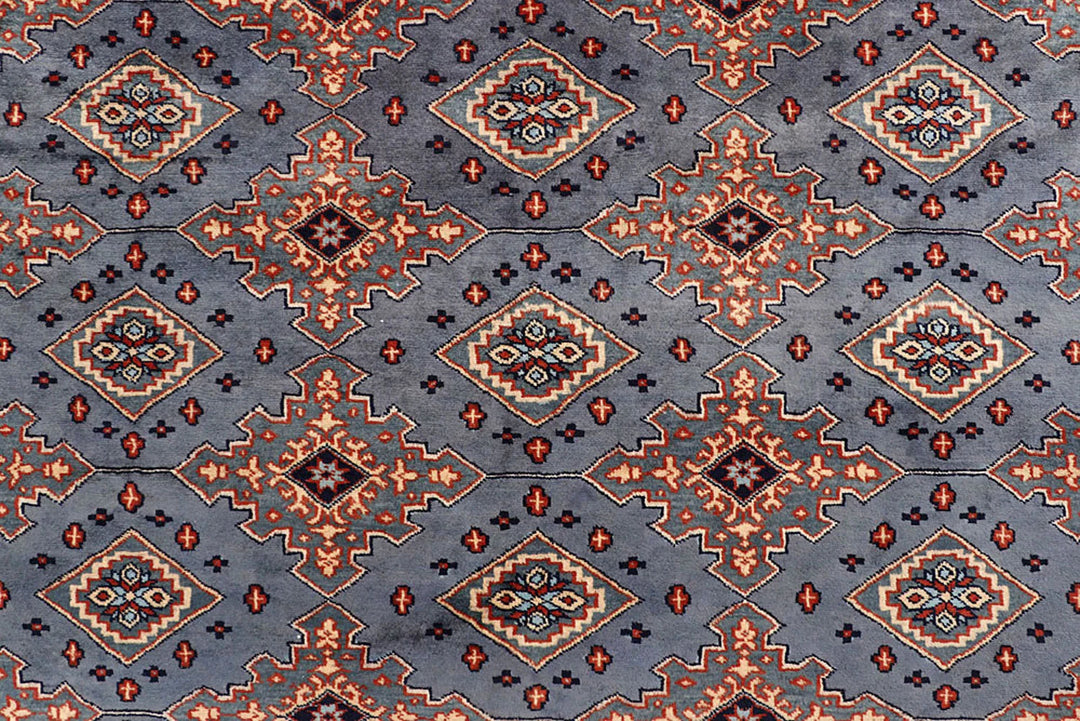 Dark Grey Pakistani Jaldar Rug 8' x 10' 10" Hand-Knotted | No. QA54078