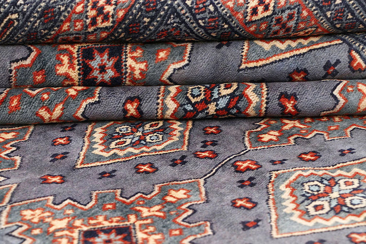 Dark Grey Pakistani Jaldar Rug 8' x 10' 10" Hand-Knotted | No. QA54078