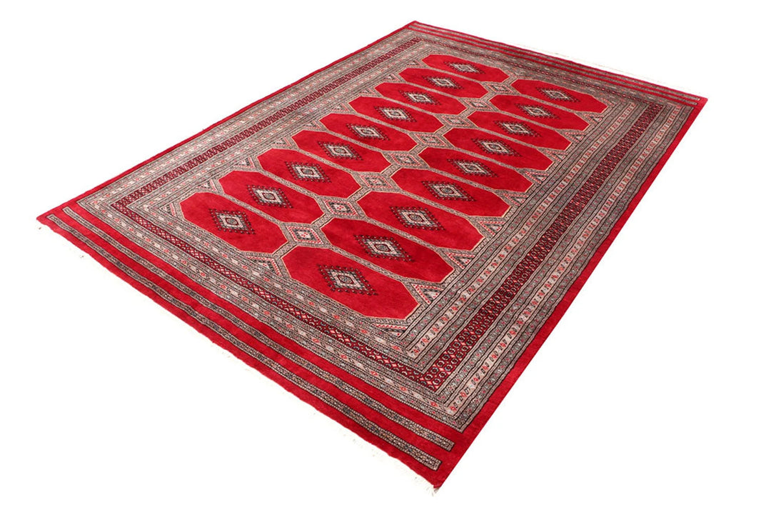 Firebrick Red Pakistani Jaldar Rug 5' 8" x 7' 11" Hand-Knotted | No. QA54116