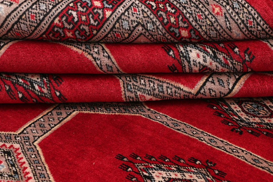 Firebrick Red Pakistani Jaldar Rug 5' 8" x 7' 11" Hand-Knotted | No. QA54116