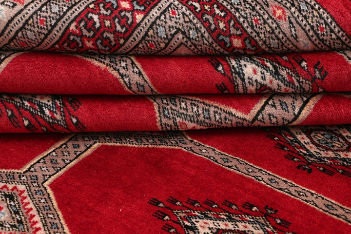 Firebrick Red Pakistani Jaldar Rug 5' 8" x 7' 11" Hand-Knotted | No. QA54116