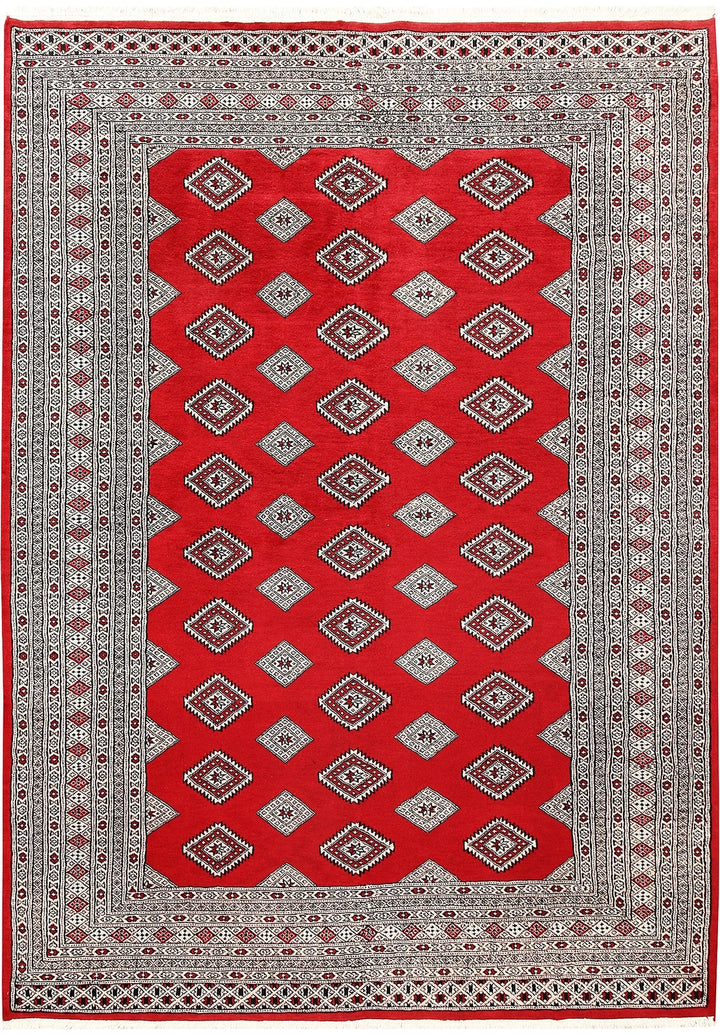 Firebrick Red Pakistani Jaldar Rug 6' 1" x 8' 6" Hand-Knotted | No. QA54134