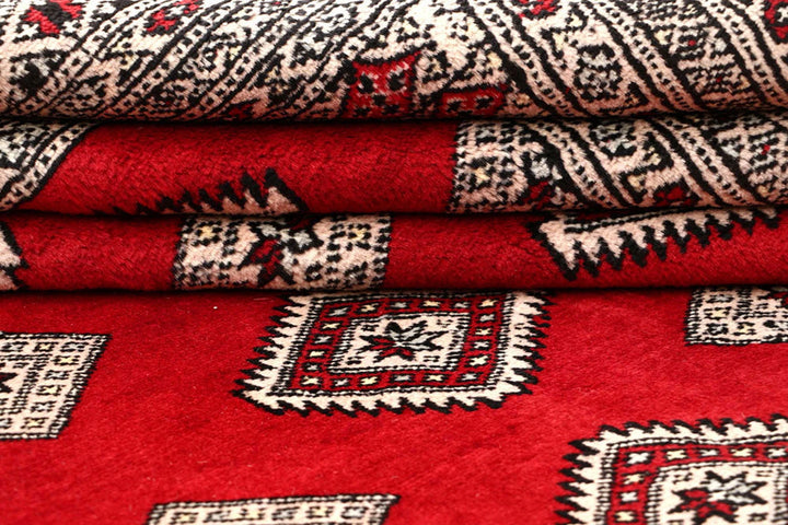 Firebrick Red Pakistani Jaldar Rug 6' 1" x 8' 6" Hand-Knotted | No. QA54134