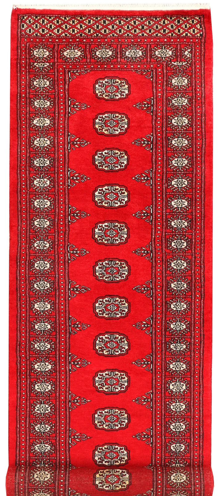 Red Pakistani Bokhara Rug 2' 6" x 9' 1" Hand-Knotted | No. QA54159