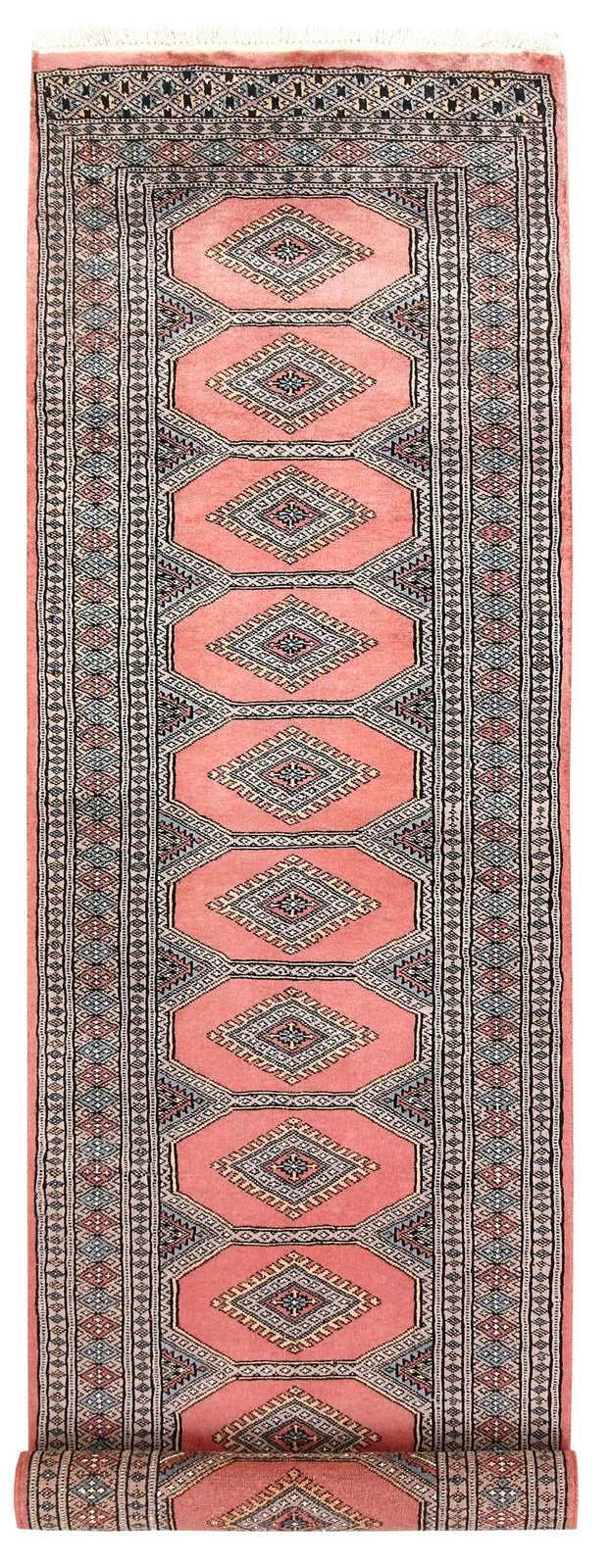 Light Salmon Pakistani Jaldar Rug 2' 4" x 9' 1" Hand-Knotted | No. QA54167