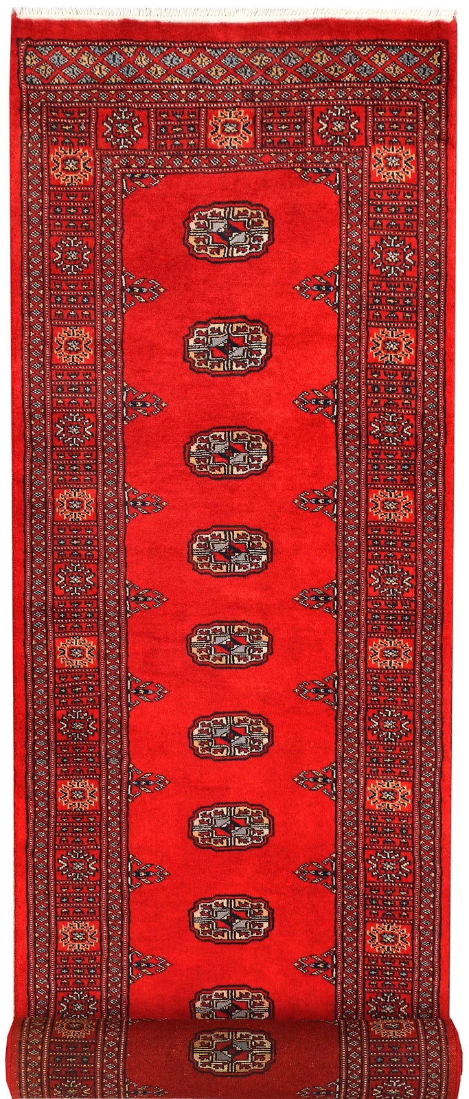 Dark Red Pakistani Bokhara Rug 2'6" x 11'4" Hand-Knotted | No. QA54359