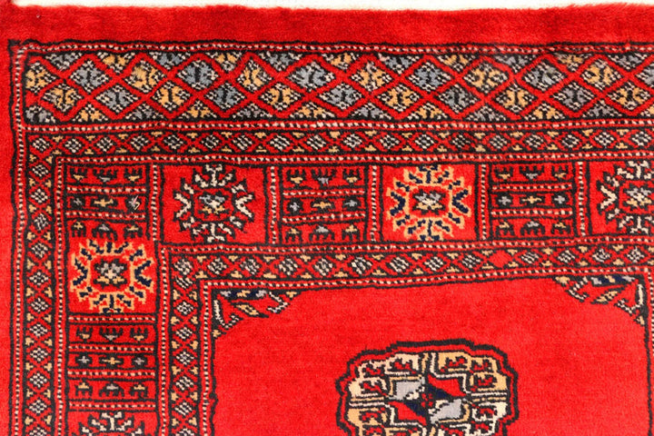 Dark Red Pakistani Bokhara Rug 2'6" x 11'4" Hand-Knotted | No. QA54359