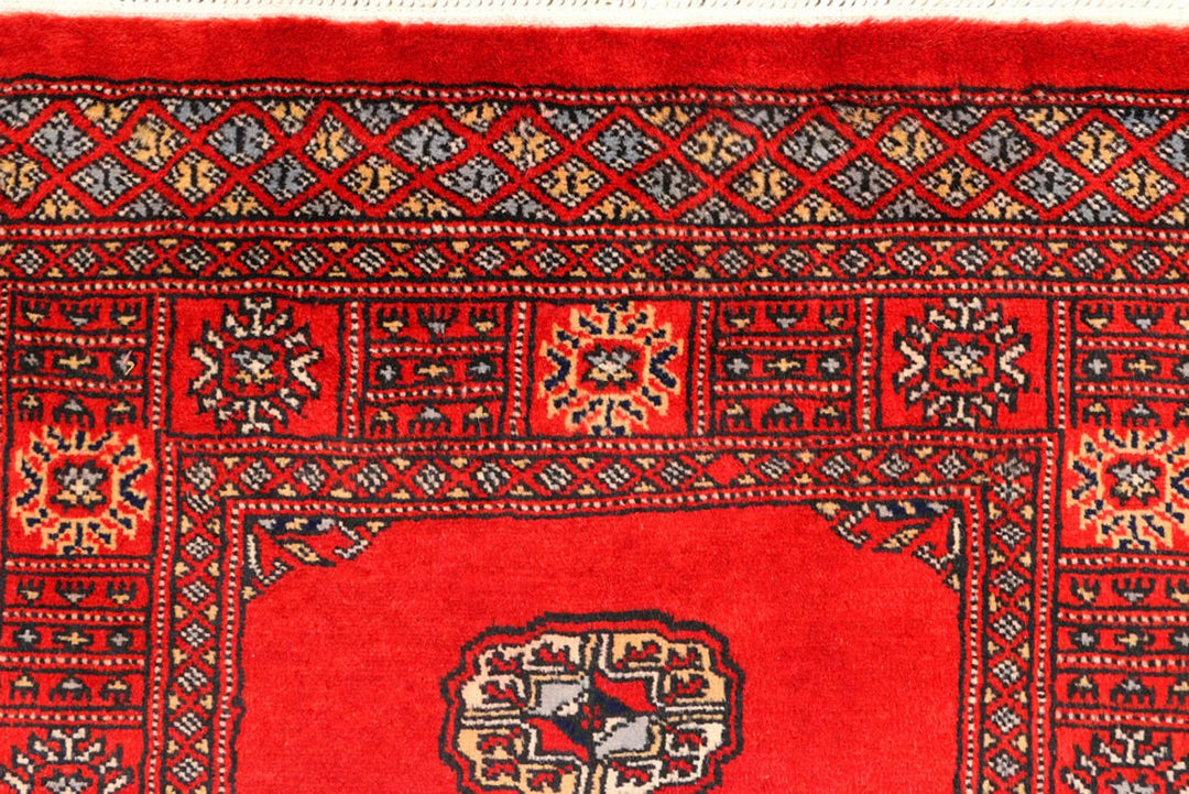 Dark Red Pakistani Bokhara Rug 2'6" x 11'4" Hand-Knotted | No. QA54359