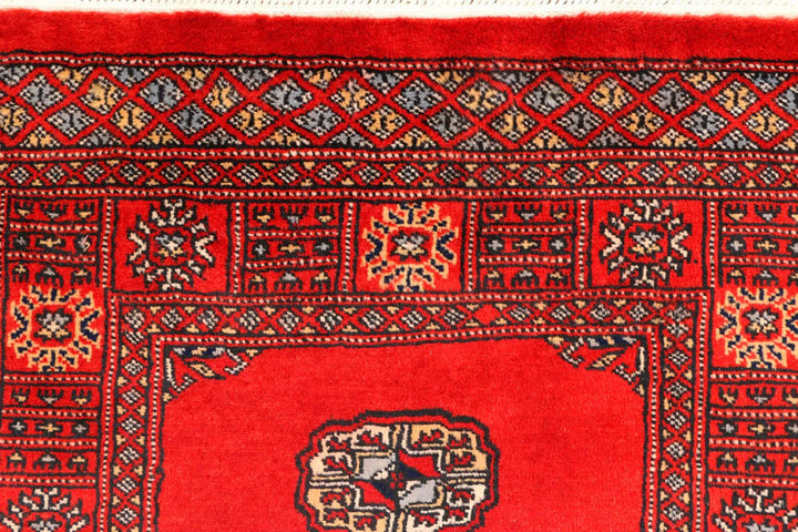 Dark Red Pakistani Bokhara Rug 2'6" x 11'4" Hand-Knotted | No. QA54359