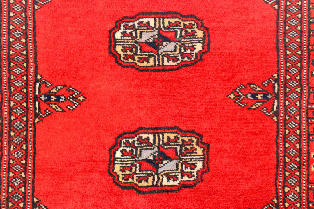 Dark Red Pakistani Bokhara Rug 2'6" x 11'4" Hand-Knotted | No. QA54359
