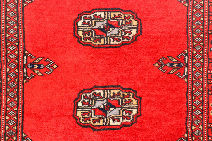 Dark Red Pakistani Bokhara Rug 2'6" x 11'4" Hand-Knotted | No. QA54359