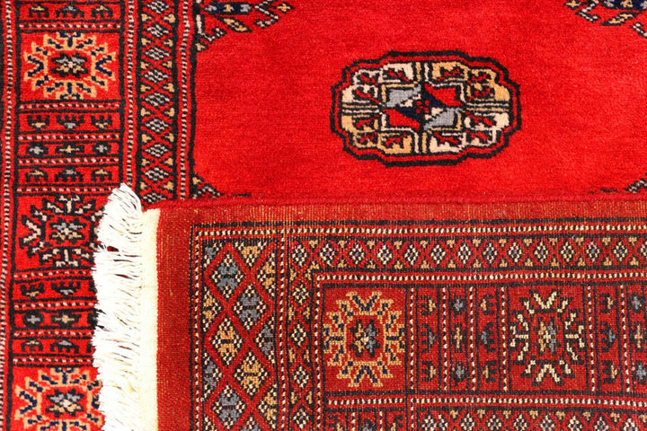 Dark Red Pakistani Bokhara Rug 2'6" x 11'4" Hand-Knotted | No. QA54359