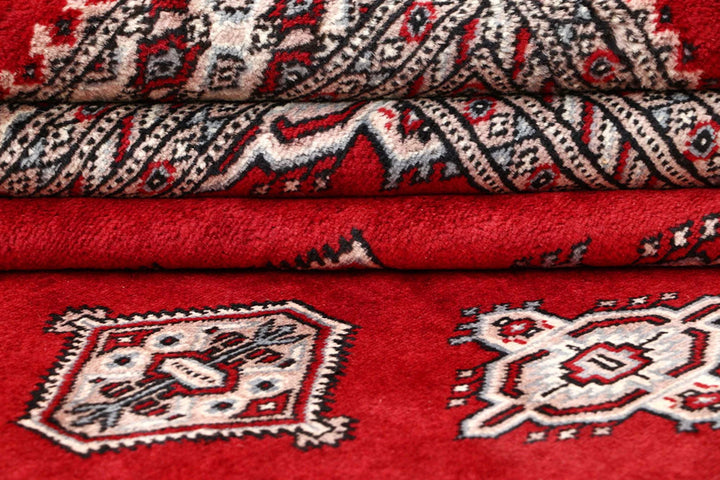 Firebrick Red Pakistani Jaldar Rug 6' 7" x 8' 7" Hand-Knotted | No. QA54564