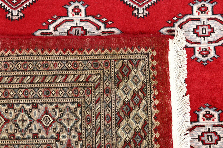 Firebrick Red Pakistani Jaldar Rug 6' 7" x 8' 7" Hand-Knotted | No. QA54564