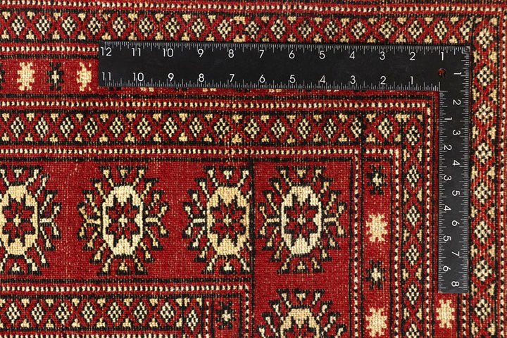Firebrick Pakistani Bokhara Rug 8' 1" x 10' 3" Hand-Knotted | No. QA54582