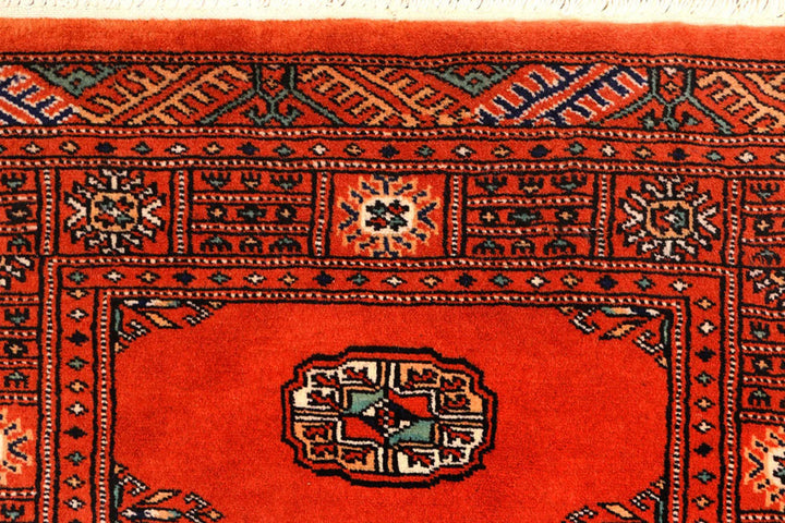 Firebrick Red Pakistani Bokhara Runner 2' 6" x 8' 10" Hand-Knotted | No. QA54609