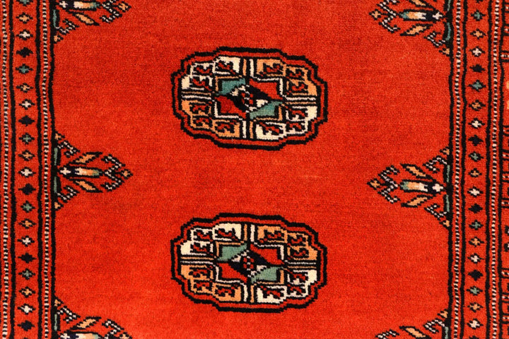 Firebrick Red Pakistani Bokhara Runner 2' 6" x 8' 10" Hand-Knotted | No. QA54609