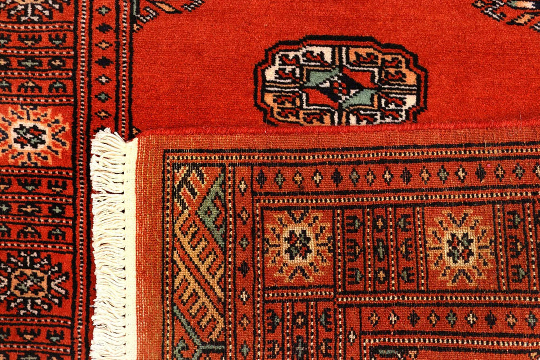 Firebrick Red Pakistani Bokhara Runner 2' 6" x 8' 10" Hand-Knotted | No. QA54609