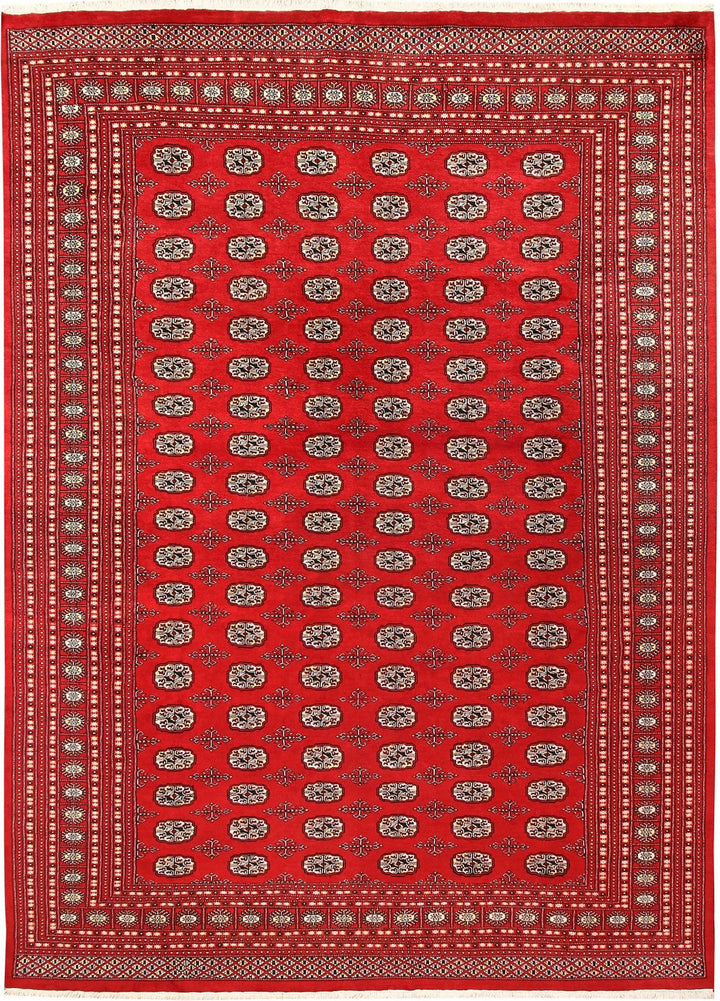 Red Pakistani Bokhara Rug 8' 10" x 12' 4" Hand-Knotted | No. QA54779