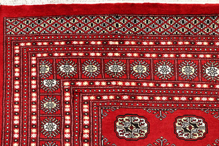 Red Pakistani Bokhara Rug 8' 10" x 12' 4" Hand-Knotted | No. QA54779