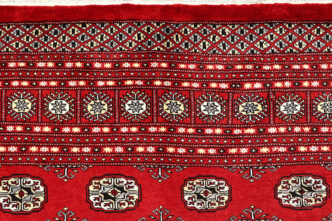 Red Pakistani Bokhara Rug 8' 10" x 12' 4" Hand-Knotted | No. QA54779