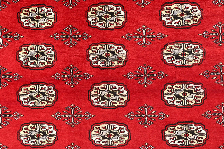 Red Pakistani Bokhara Rug 8' 10" x 12' 4" Hand-Knotted | No. QA54779